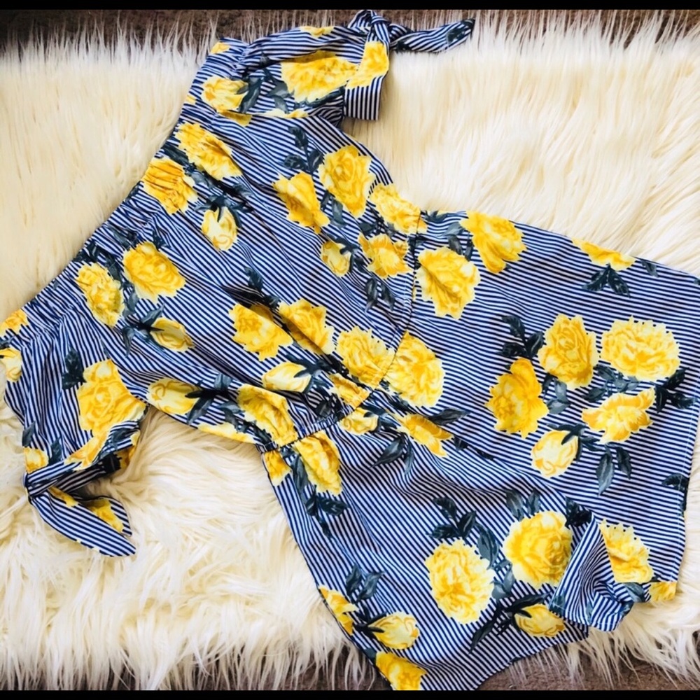 Blue off shoulder romper